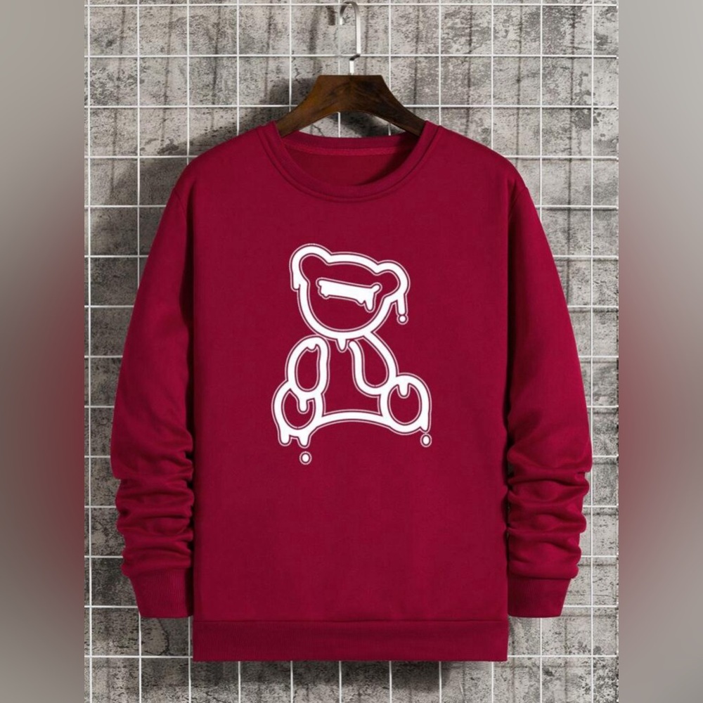 Men’s Bear Print Thermal Lined Sweatshirt